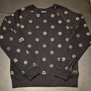 Athletic Works Black Crewneck Sweater with Emoji Pattern